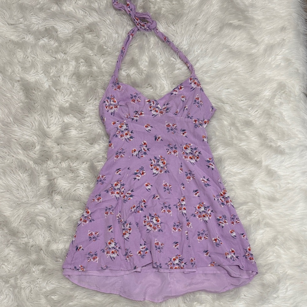 Forever 21 Purple Floral Halter Dress